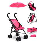 Коляска для кукол Buggy Boom набор 6 в 1 ярко-розовый