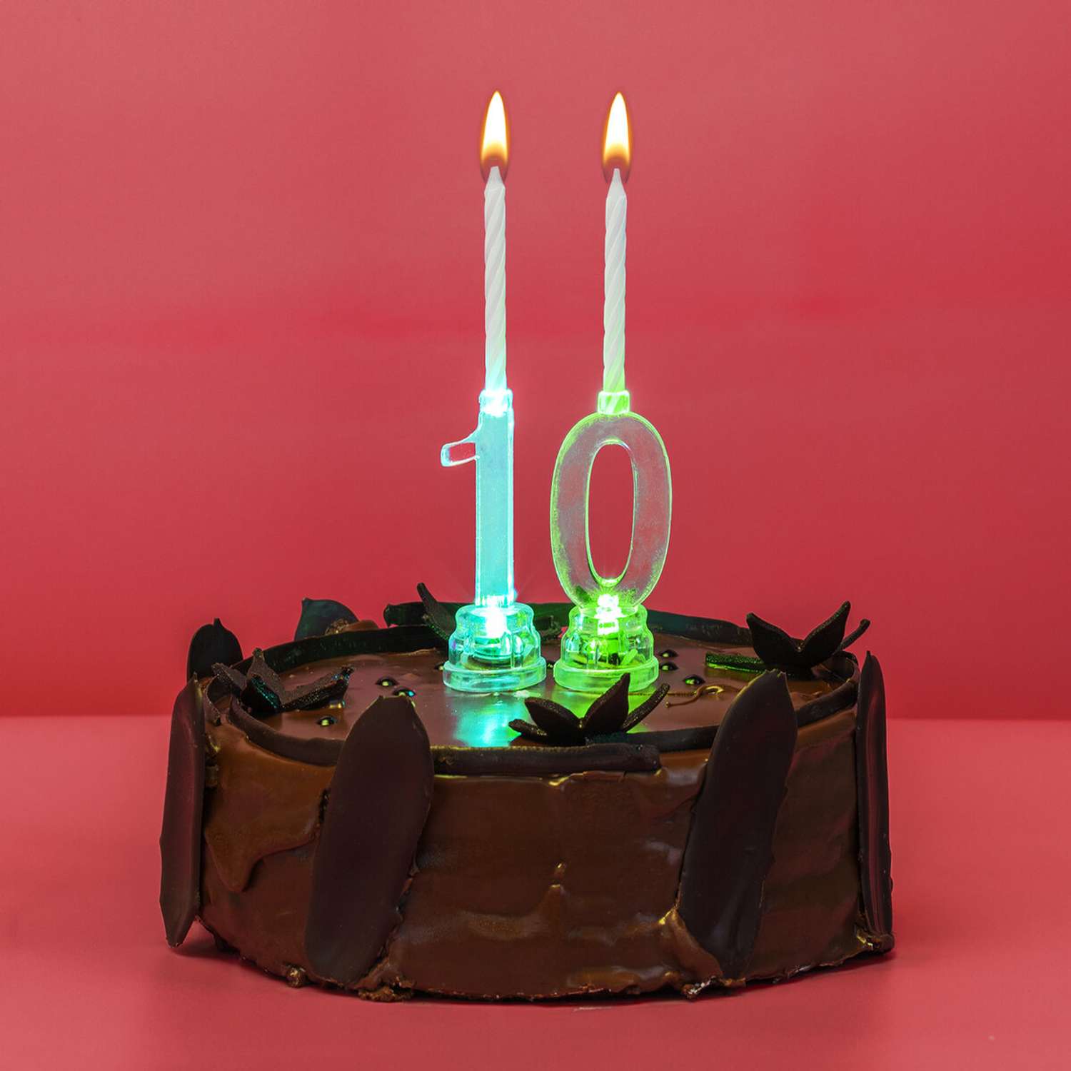 Подсвечник Золотая сказка на торт цифра 0 набор 4 свечи 6 см - фото 4