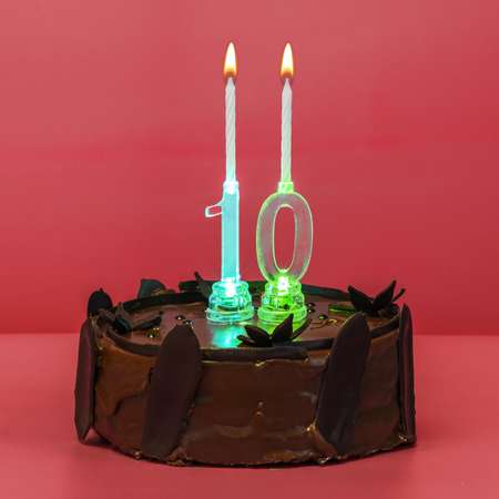 Подсвечник Золотая сказка на торт цифра 0 набор 4 свечи 6 см