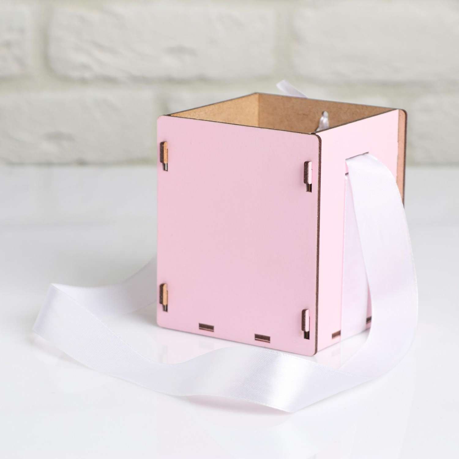 Кашпо Sima-Land деревянное 10.5×10.5×12 см «Новогоднее. Шар» подарочная упаковка розовый золотой - фото 5