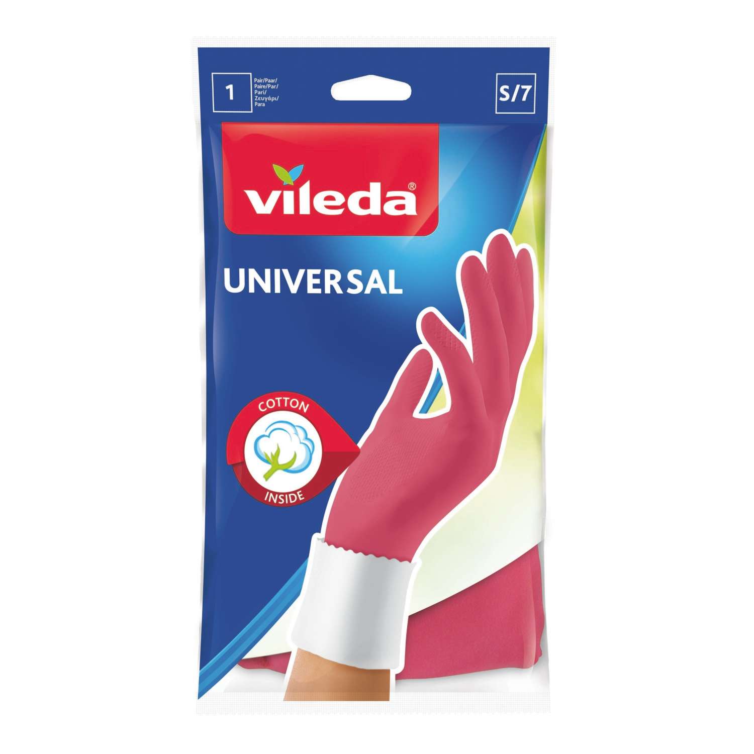 Перчатки VILEDA универсальные с хлопком S - фото 1