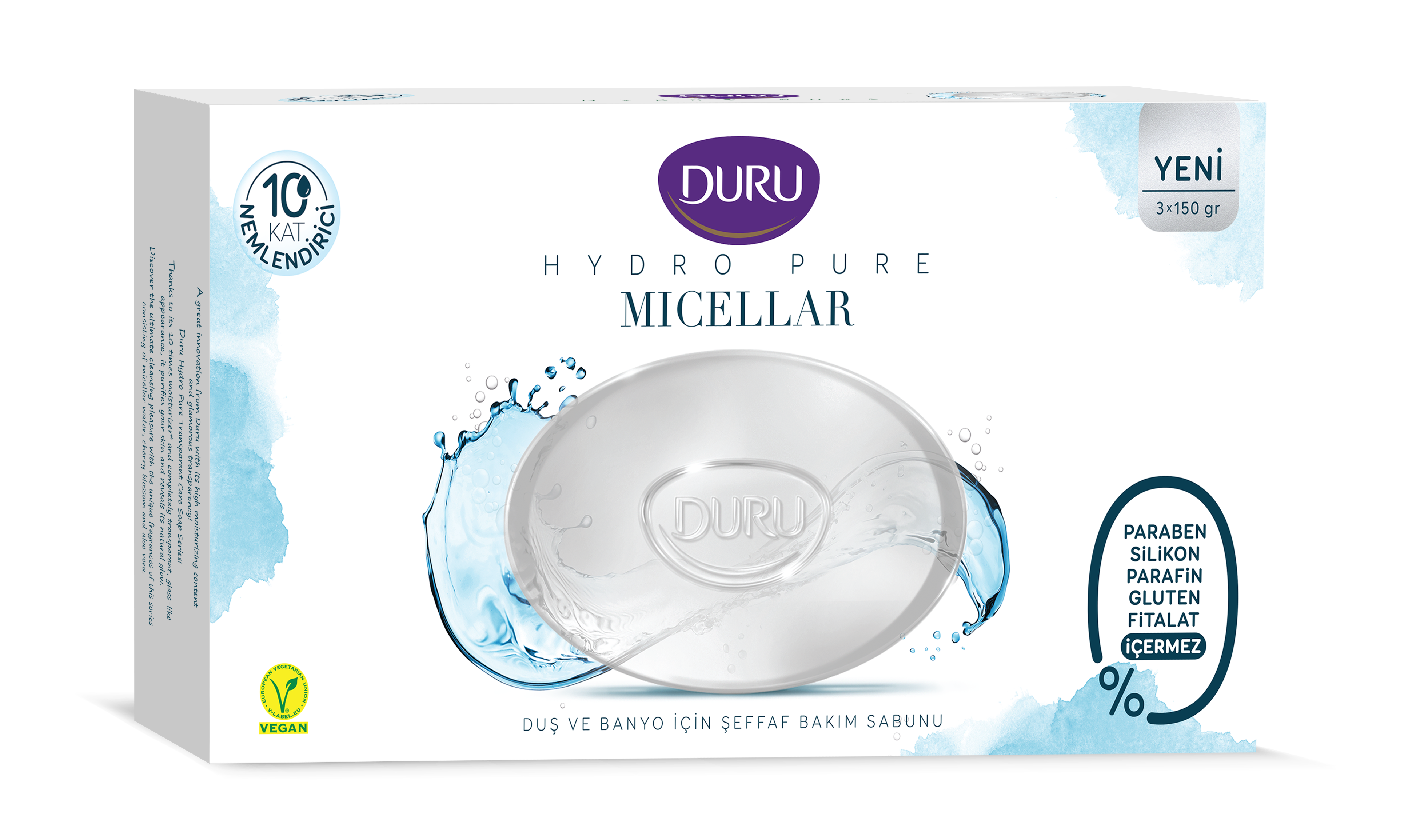 Мыло кусковое DURU Hydro Pure Мицеллярный уход 3 шт х 150 г - фото 1