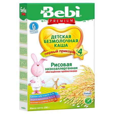Каша Колинска Bebi Premium безмолочная рисовая низкоаллергенная 200 г с 4 месяцев