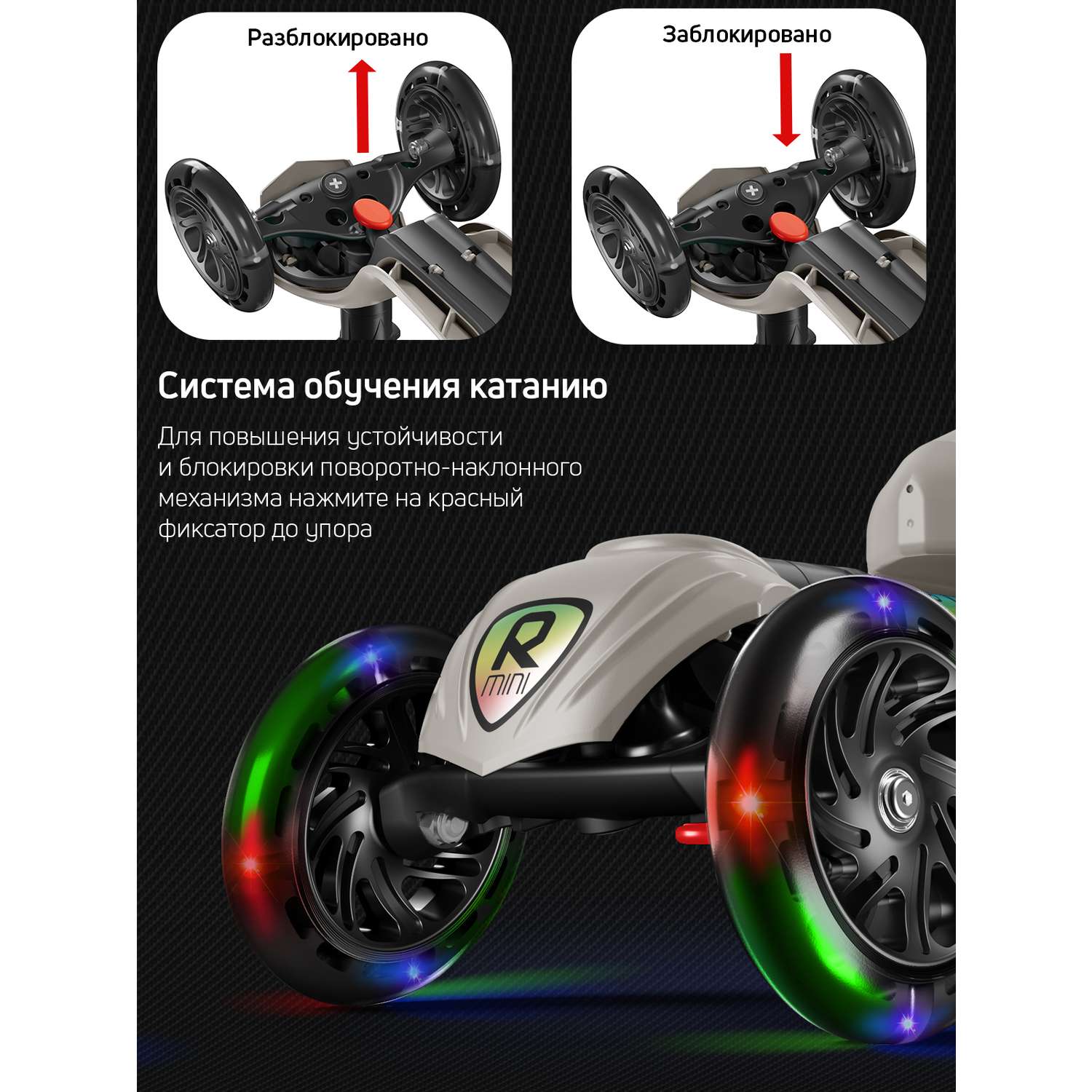 Самокат трехколесный Alfa Mini Buggy Boom светящиеся колёса серый купить по  цене 2918 ₽ в интернет-магазине Детский мир