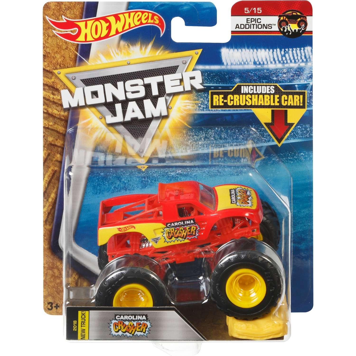 Машина Hot Wheels Monster Jam 1:64 Каролина Крашер FLW78 21572 - фото 2