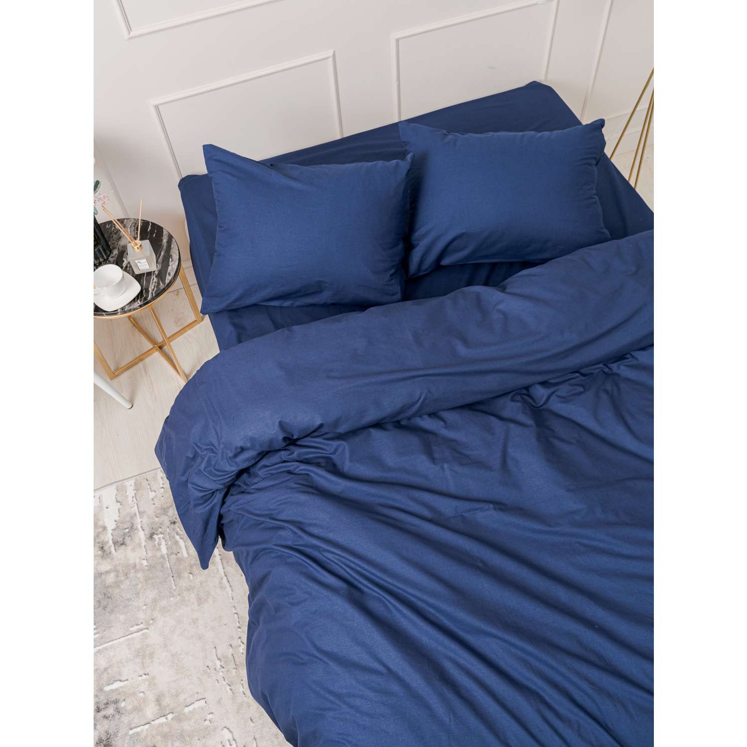Комплект постельного белья IDEASON Поплин 3 предмета 2.0 спальный темно-синий - фото 10