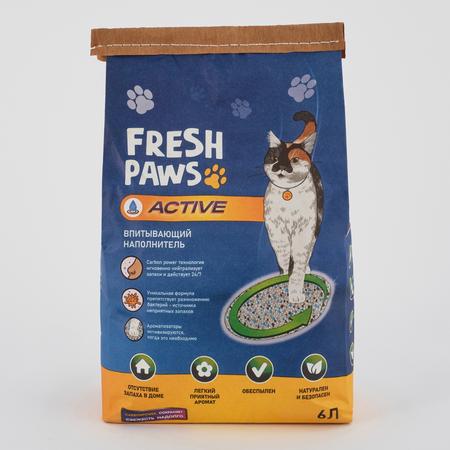 Наполнитель для кошачьего туалета Fresh Paws Active впитывающий с активированным углем 6л