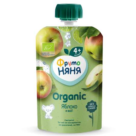 Пюре ФрутоНяня Organic яблочное натуральное 90г с 4месяцев