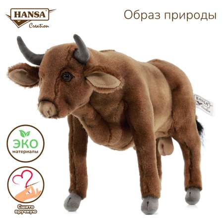 Реалистичная мягкая игрушка HANSA Бык коричневый 30 см