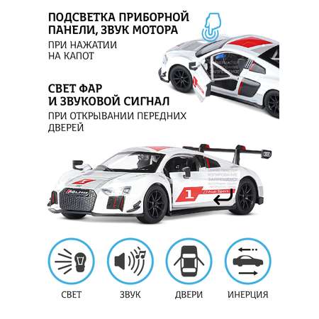 Машинка металлическая АВТОпанорама игрушка детская AUDI R8 1:32 белый