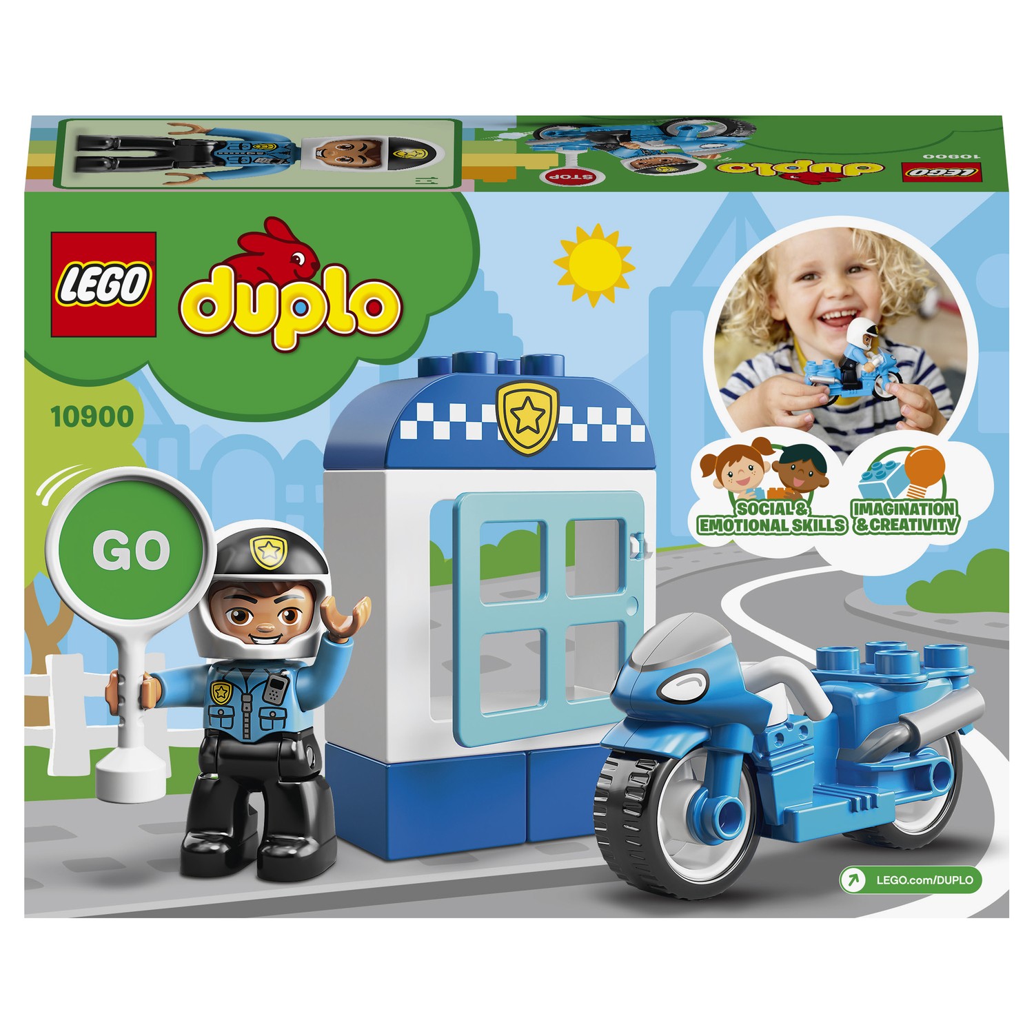 Конструктор LEGO DUPLO Town Полицейский мотоцикл 10900 купить по цене 299 ₽  в интернет-магазине Детский мир