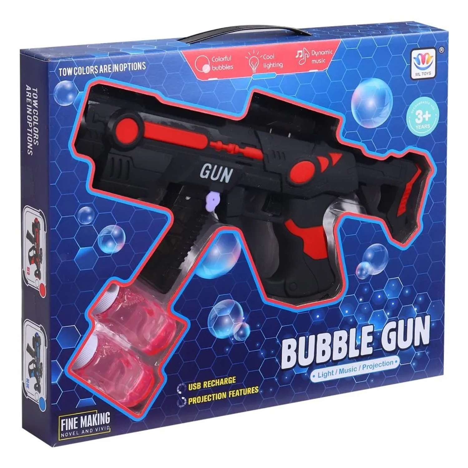 Игрушечное оружие Маленький Воин Пистолет с мыльными пузырями красный на батарейках с мыльным раствором - фото 6
