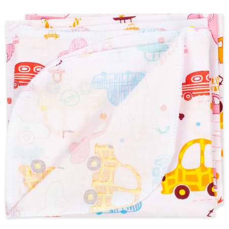 Пеленка ситцевая Чудо-чадо для новорожденных «Вариации» 95х120см розовый/машинки