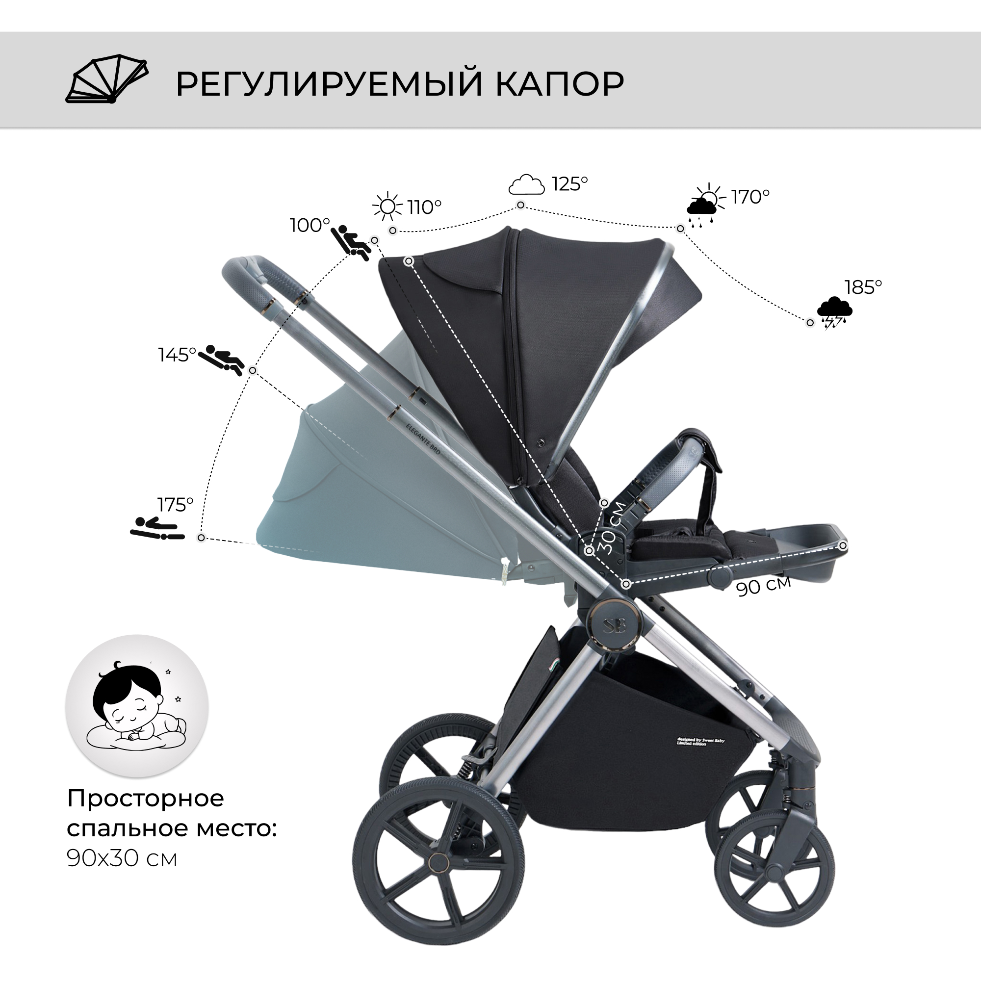 Коляска 2в1 Sweet Baby Elegante Black - фото 8