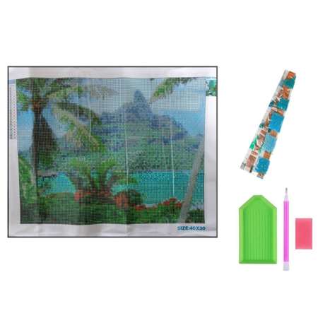 Алмазная мозаика Seichi Пейзаж с пальмами 30х40 см