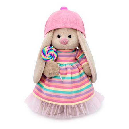 Мягкая игрушка BUDI BASA Зайка Ми в полосатом платье с леденцом 25 см StS-388