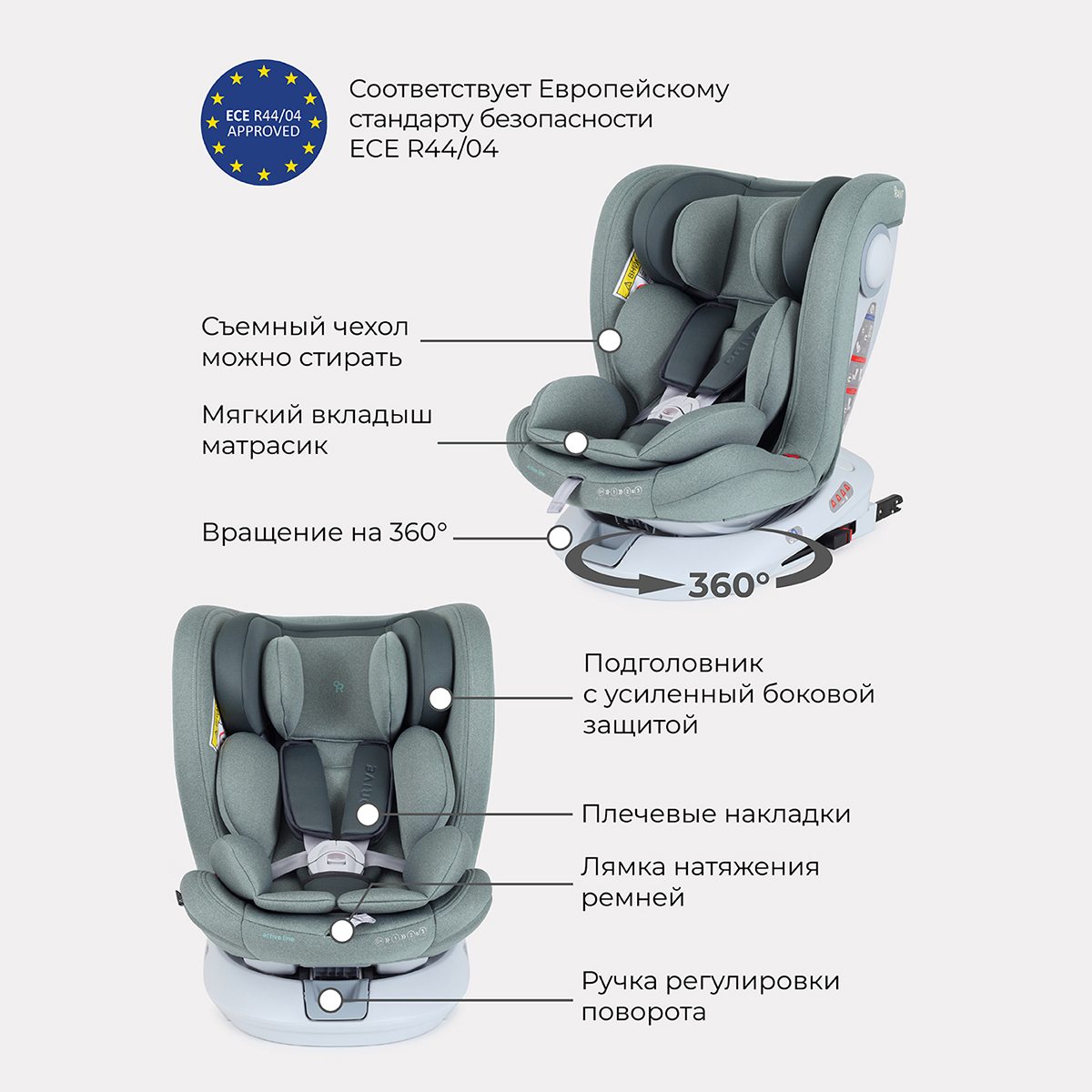 Автокресло Rant LB619 Drive isofix Active Line Green группа 0-1-2-3 0-36кг - фото 8