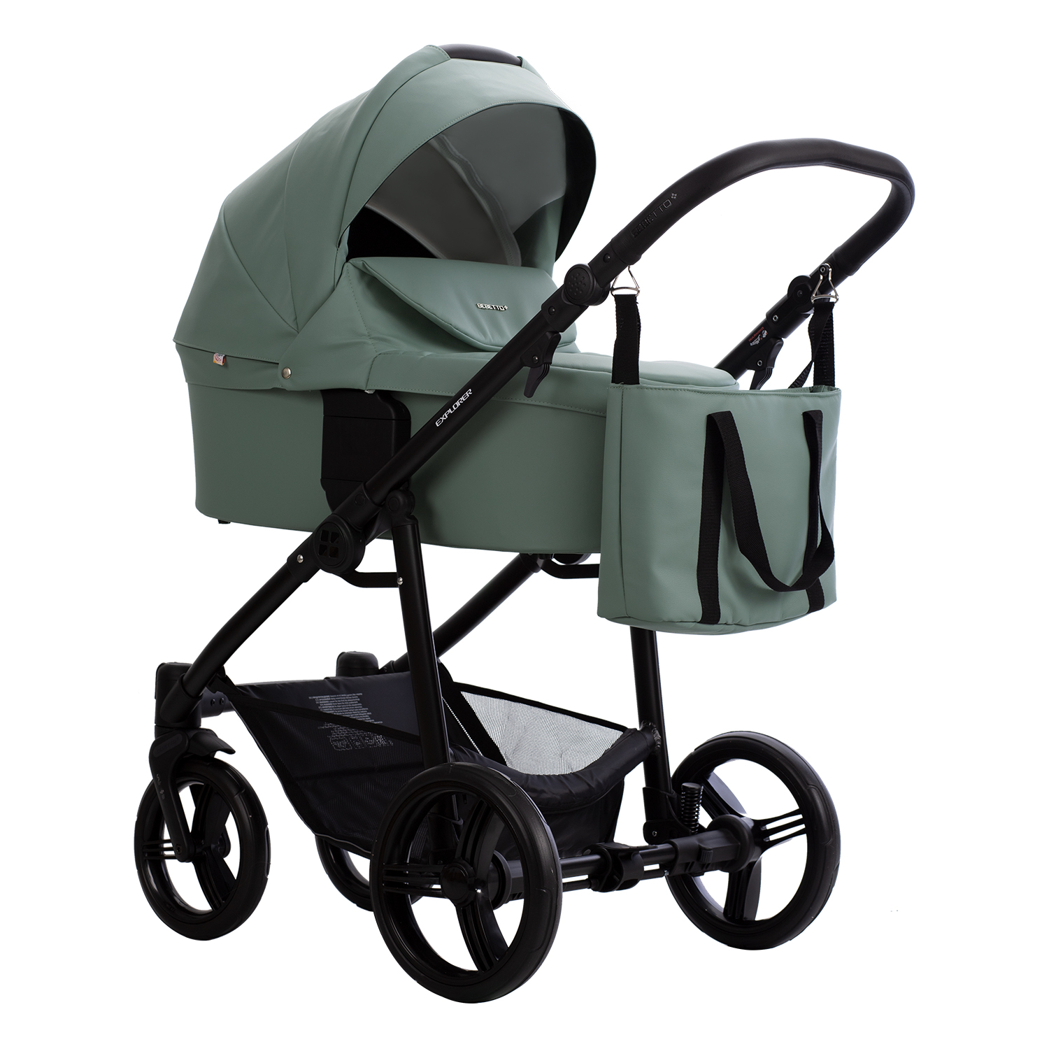 Коляска 2в1 Bebetto Explorer AIR PRO экокожа шасси Черное 07 - фото 1