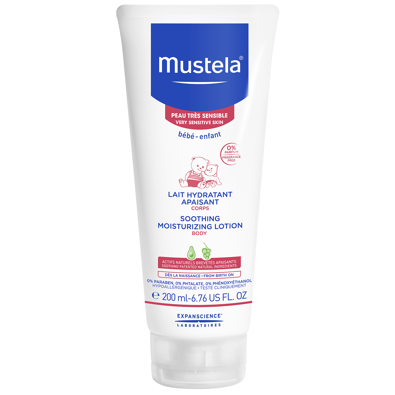 Молочко для тела Mustela Bebe увлажняющее успокаивающее 200мл - фото 1