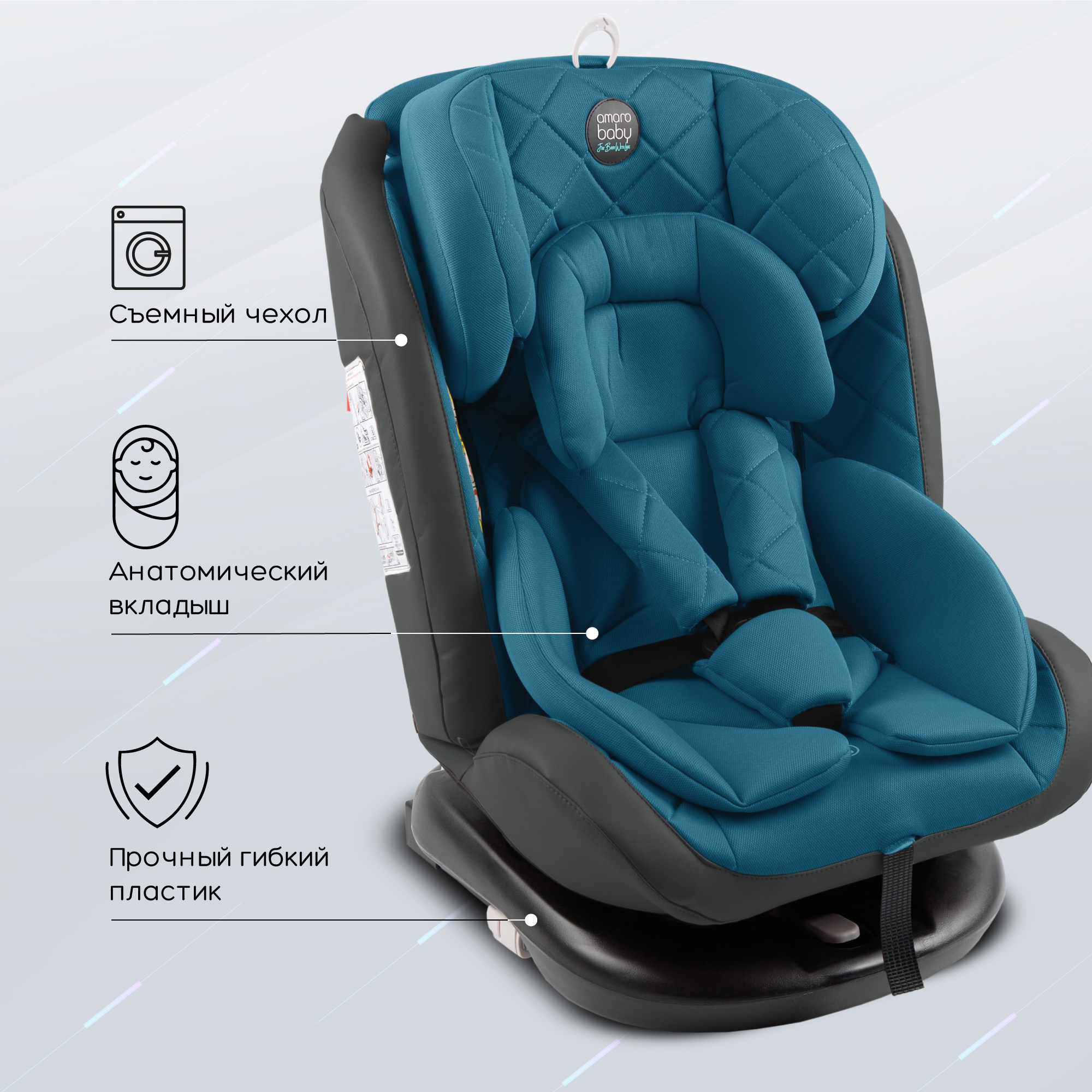 Автокресло Amarobaby Brilliant Isofix класс D группа 0+/1/2/3 Бирюзовый - фото 8