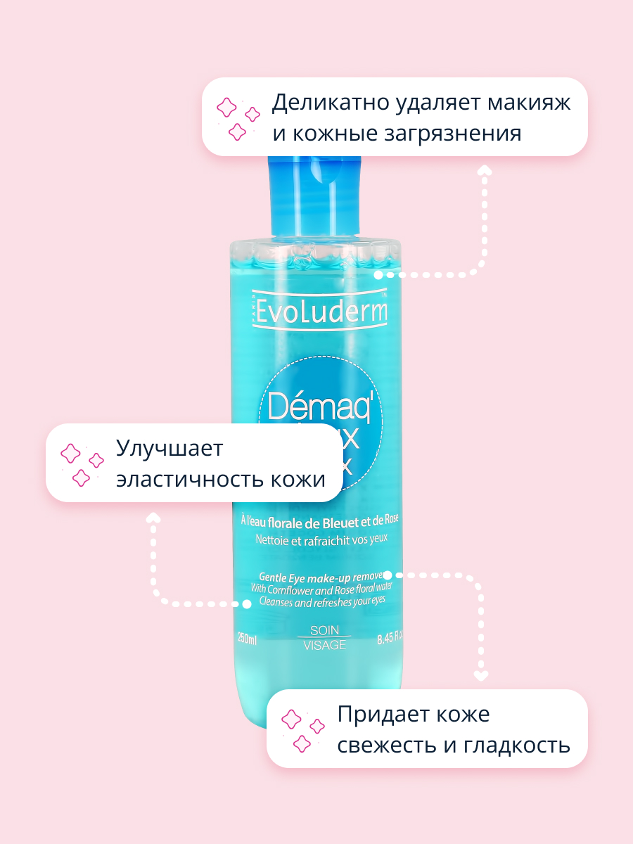 Средство для снятия макияжа Evoluderm с экстрактом василька и розы 250 мл - фото 3