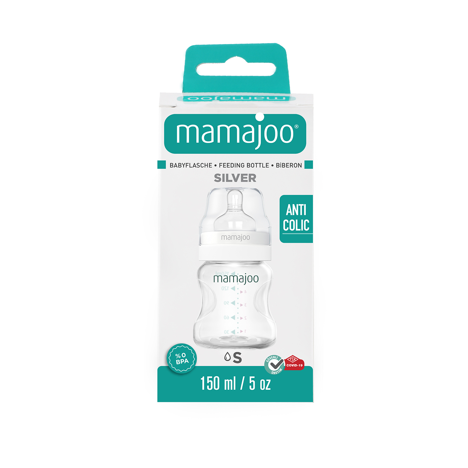 Бутылочка для кормления Mamajoo антиколиковая Silver 150мл S - фото 2