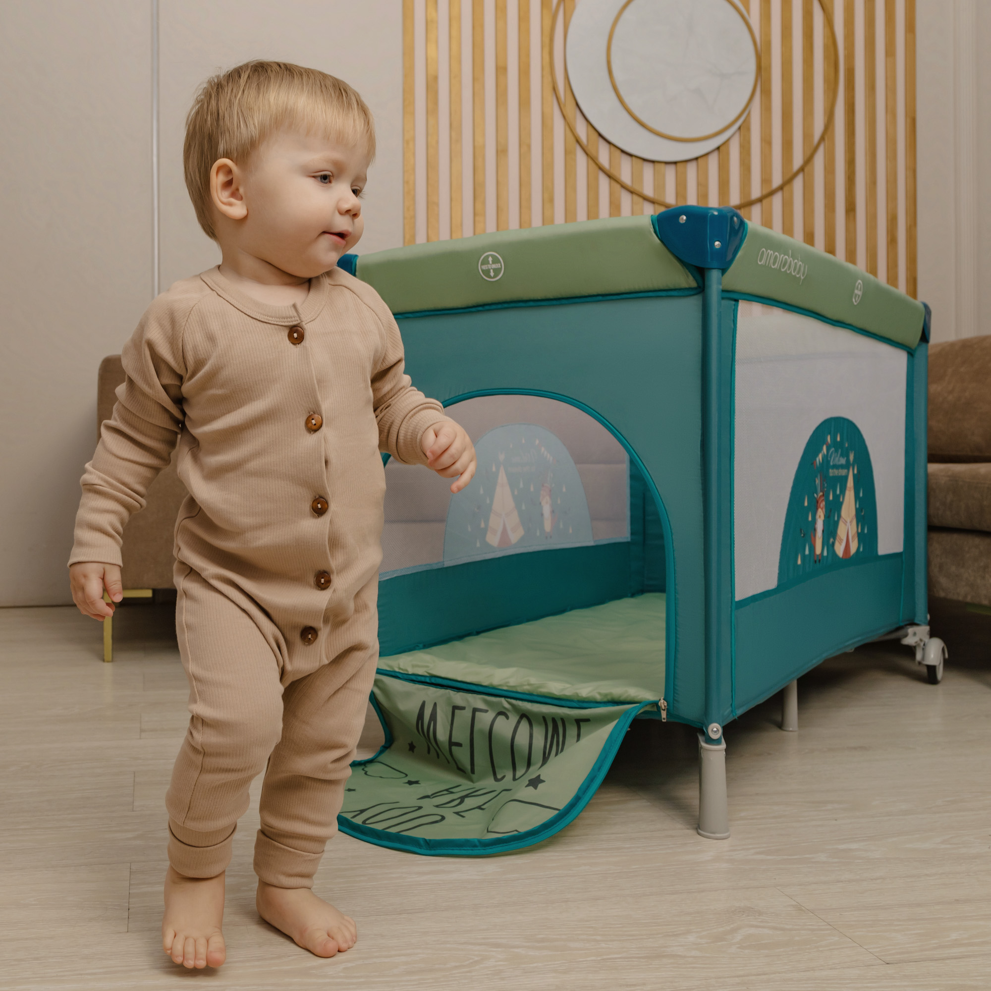 Манеж-кровать AmaroBaby Multiform Dream Fox прямоугольный оливковый AMARO-26MDF-Ol - фото 18