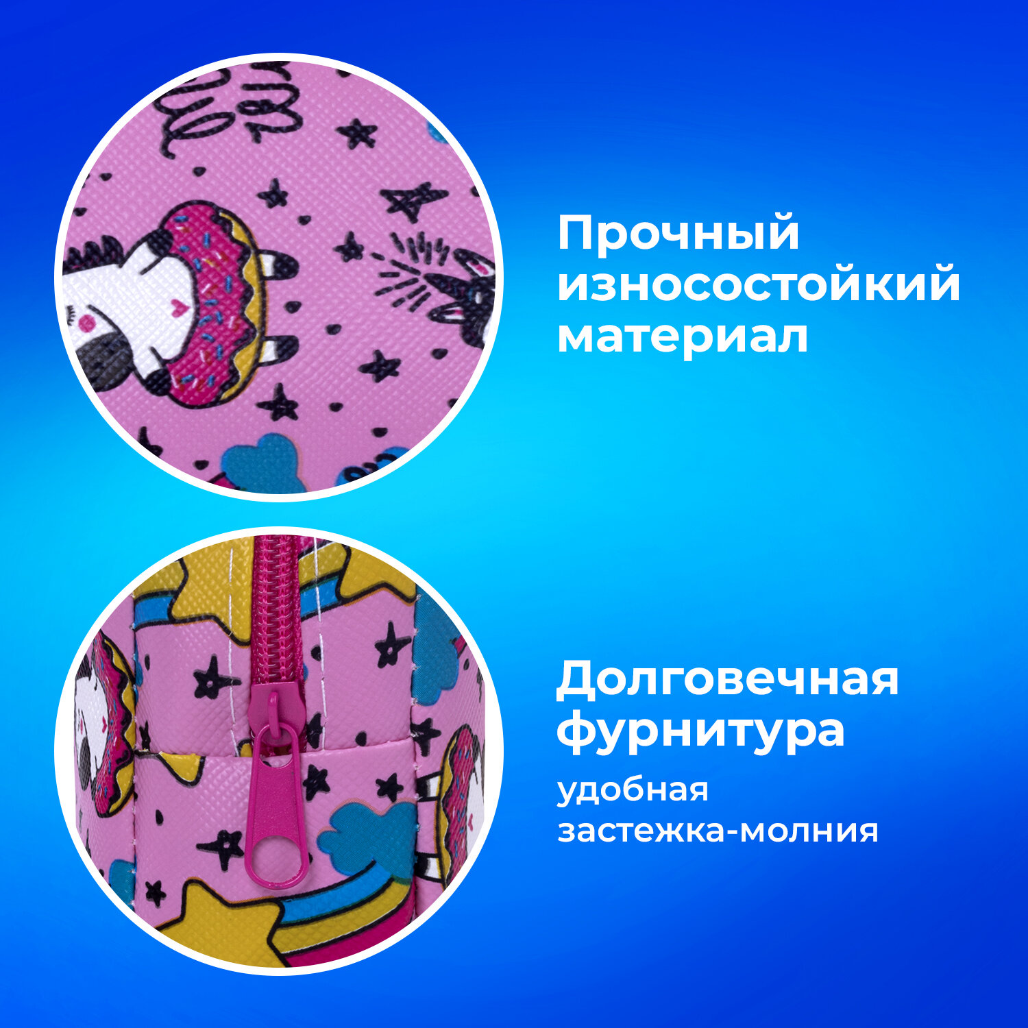 Пенал-косметичка Пифагор для девочек Unicorn прямоугольный - фото 3