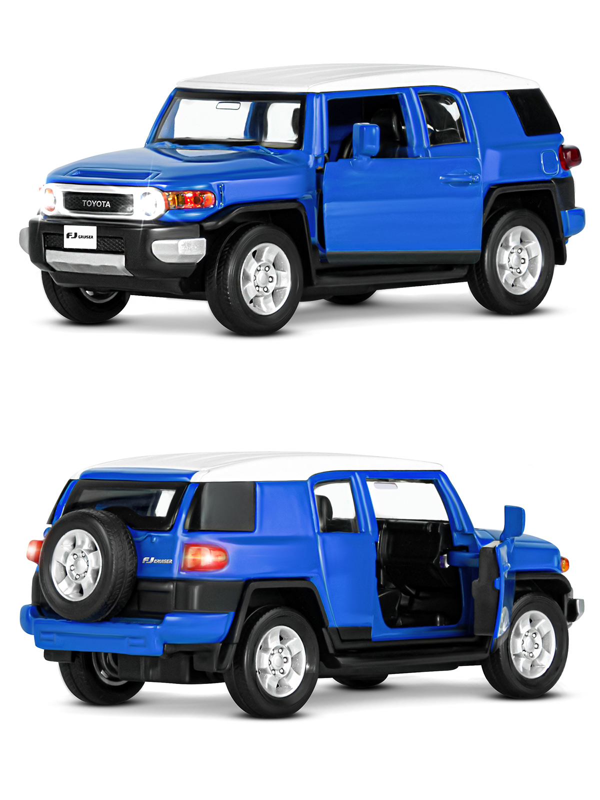 Машинка металлическая АВТОпанорама 1:32 Toyota FJ Cruiser синий инерционная JB1251138 - фото 7