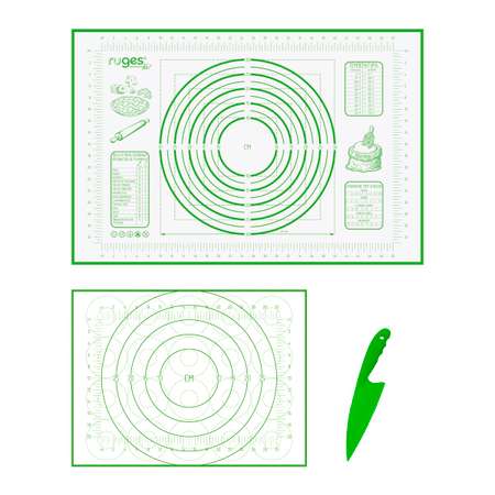 Набор ковриков RUGES для раскатки и выпечки теста зеленый