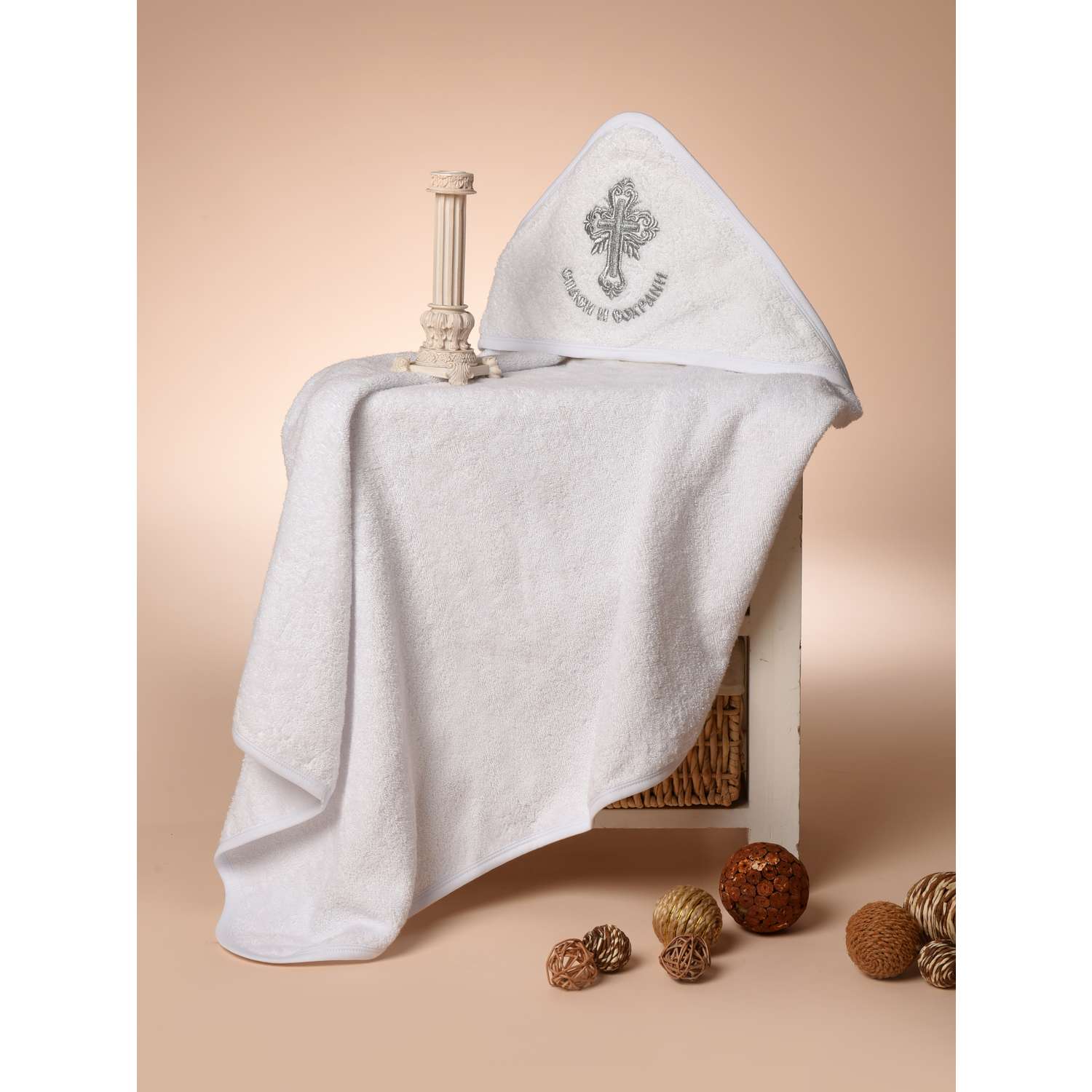 Полотенце крестильное Patrino махровое с уголком для новорожденного - фото 3