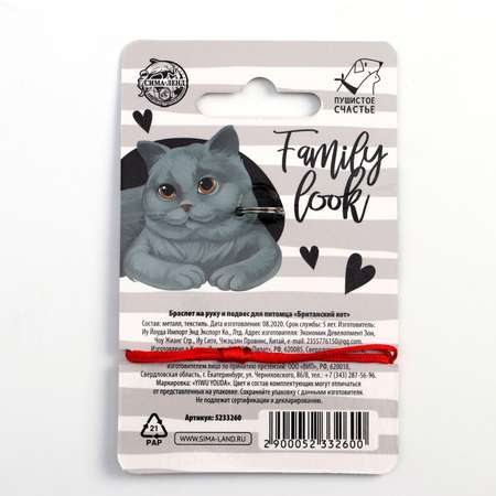 Набор Пушистое счастье Подвес для кошки и браслет на руку «Британский кот»