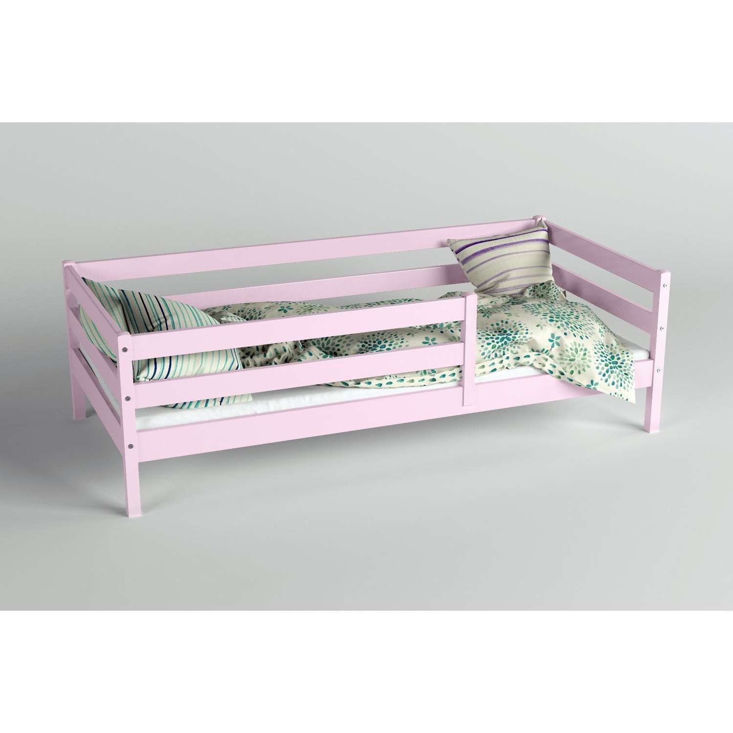 Кровать Клик Мебель Сева спальное место 1400х800 цвет Розовый пастельный Массив Берёзы - фото 2