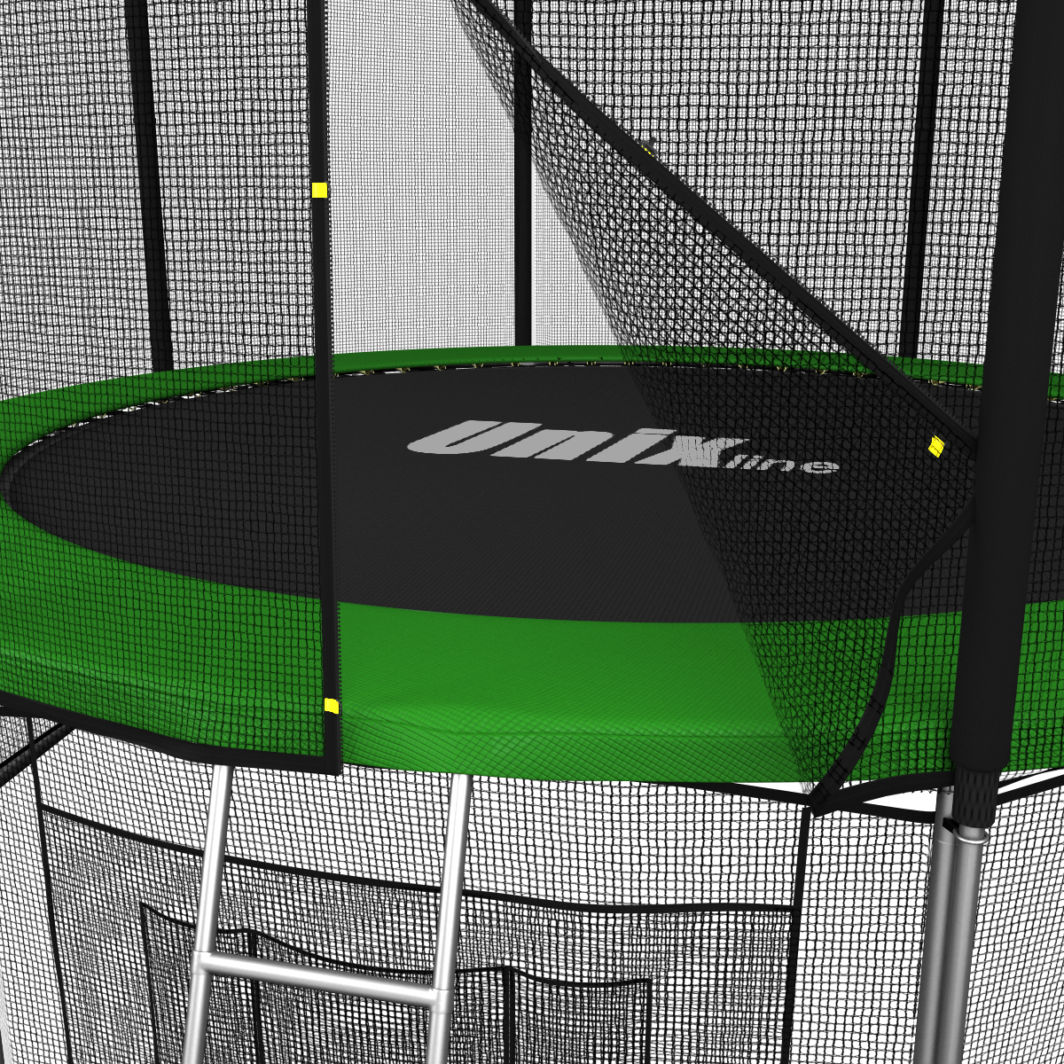 Батут каркасный Classic 6 ft UNIX line общий диаметр 183 см до 110 кг диаметр прыжковой зоны 133 см в комплекте лестница - фото 9