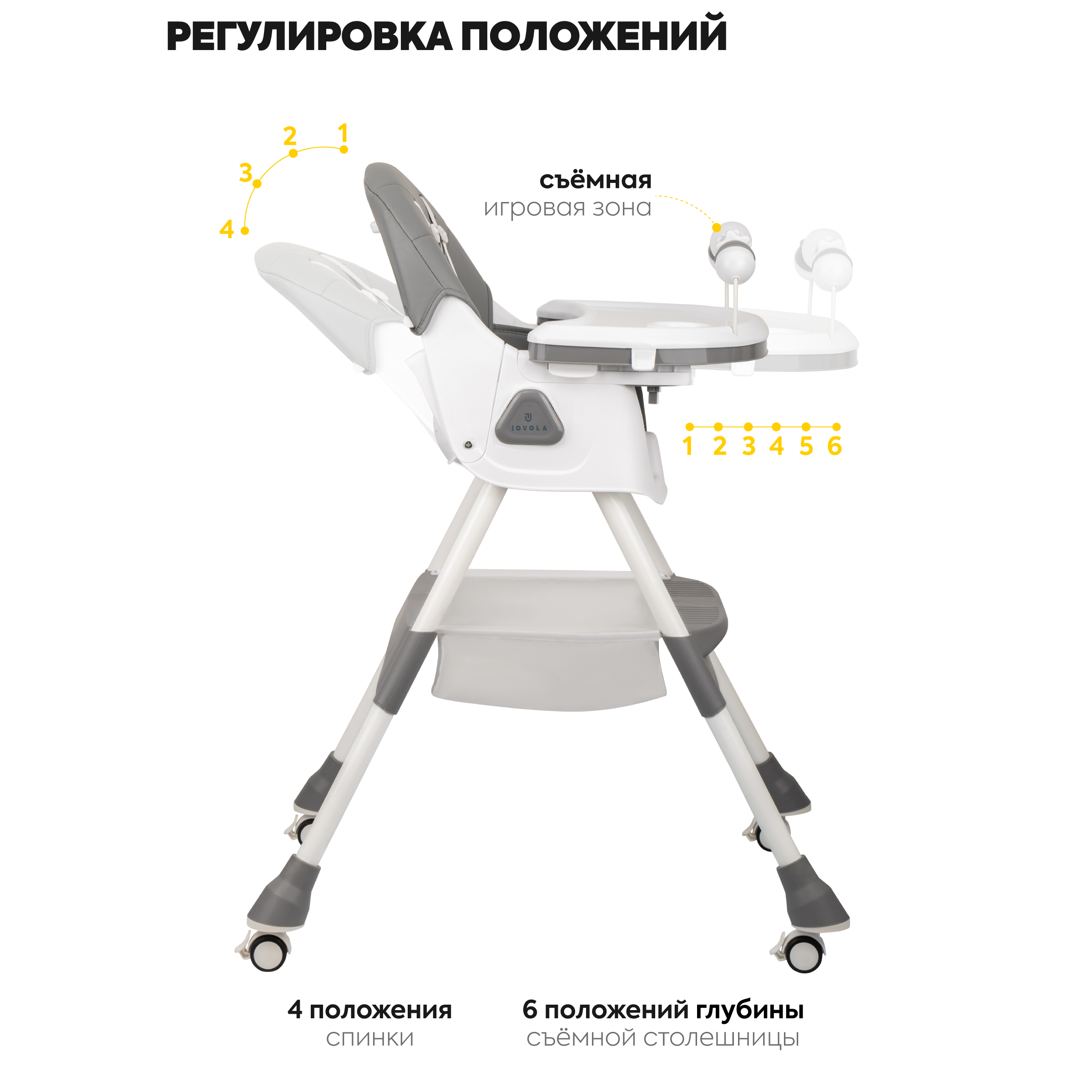 Стульчик JOVOLA для кормления ребенка Jelly Flex от 6 до 36 месяцев темно-серый - фото 5