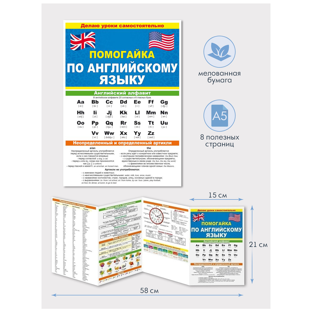 Набор шпаргалок Открытая планета Английский язык. Времена глаголы правила