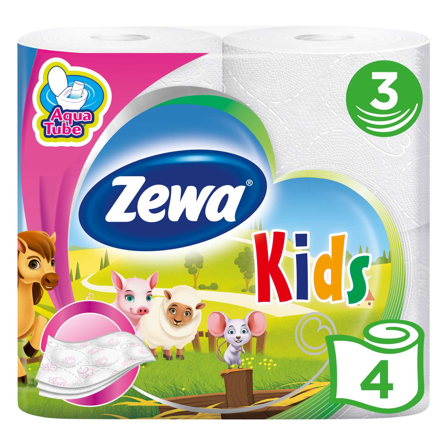 Туалетная бумага Zewa Kids 3слоя 4рулона 5622 - фото 1