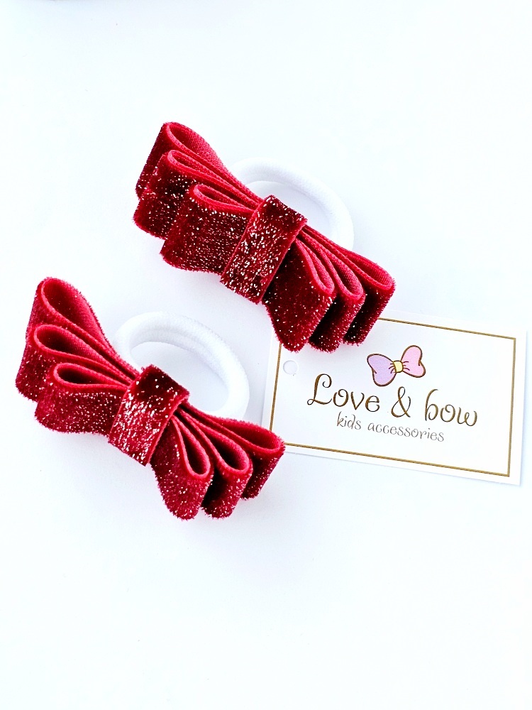 Набор резинок для волос LOVE&BOW Velvet Bow red - фото 1