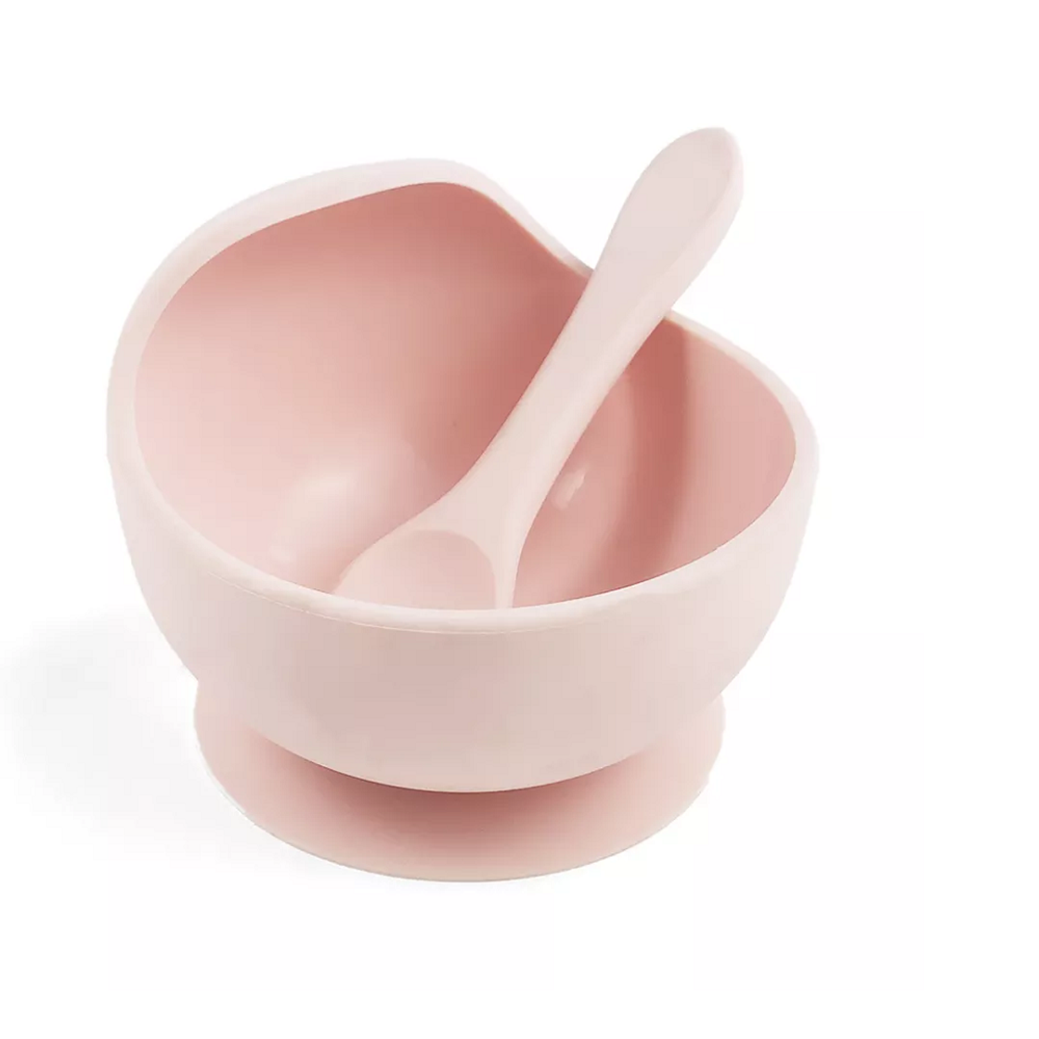 Набор детской посуды MIKMEL Light Pink Набор для прикорма силиконовая тарелка на присоске + ложка - фото 1