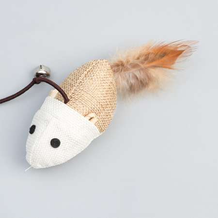 Дразнилка-удочка Пижон игрушка «Мышь» из эко-материалов для кошек