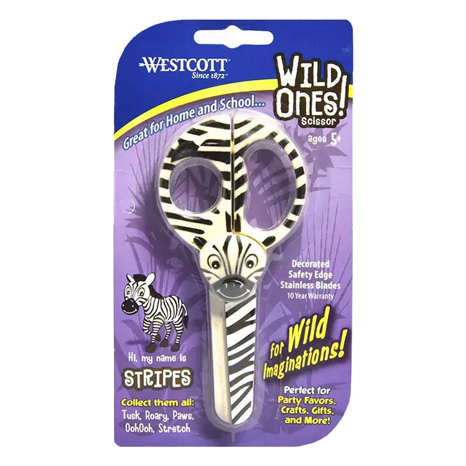 Ножницы детские WESTCOTT 13 см WILD ONES зебра - фото 1