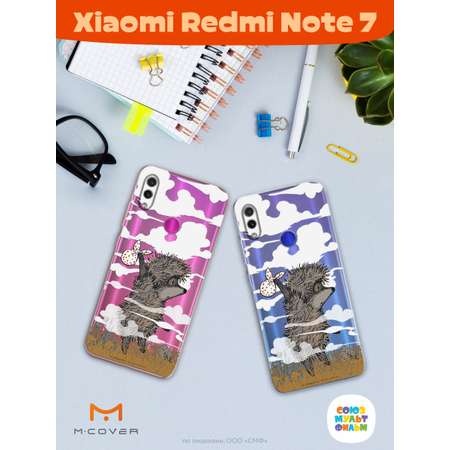 Силиконовый чехол Mcover для смартфона Xiaomi Redmi Note 7 Союзмультфильм Ежик в тумане и дымка