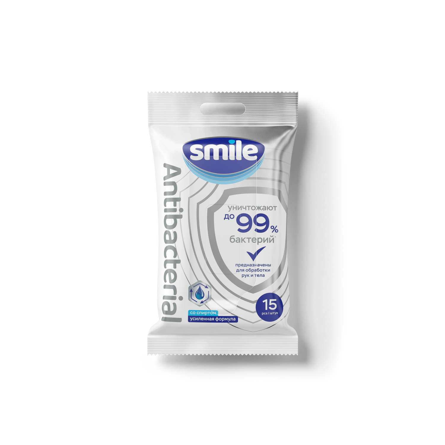 Влажные салфетки Smile SMILE W Antibacterial 15 шт со спиртом - фото 1