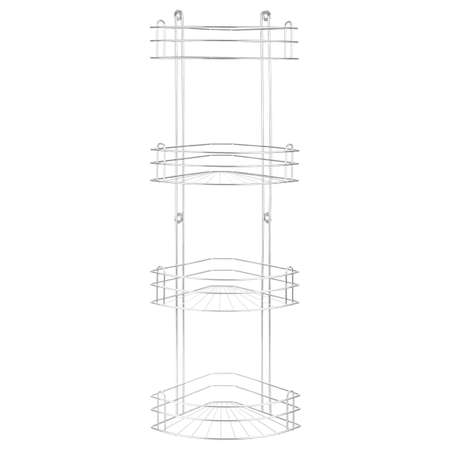 Полка для ванной угловая El Casa 4-х ярусная 28.6х18х85 см Серебристая радиальная глубокая