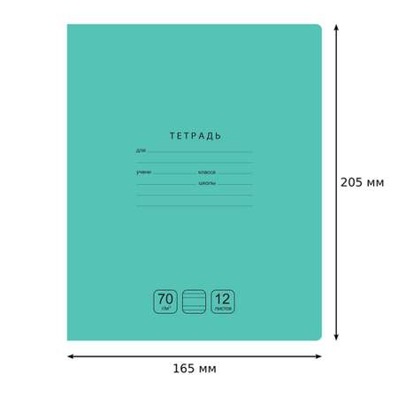 Тетрадь BG 12 л узкая линия Отличная зеленая 70г/м2 10 шт