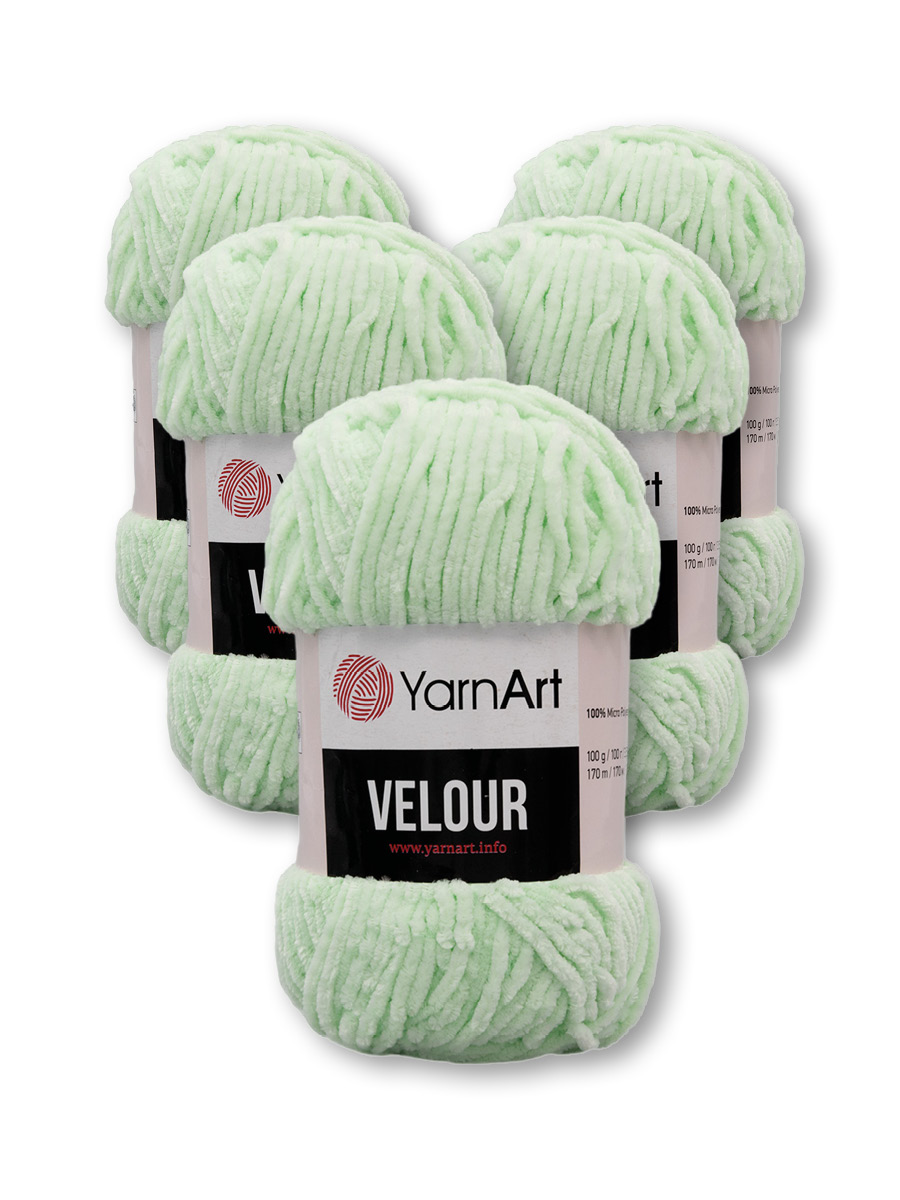 Пряжа для вязания YarnArt Velour 100 г 170 м микрополиэстер мягкая велюровая 5 мотков 845 мятный - фото 3
