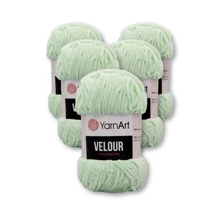 Пряжа для вязания YarnArt Velour 100 г 170 м микрополиэстер мягкая велюровая 5 мотков 845 мятный