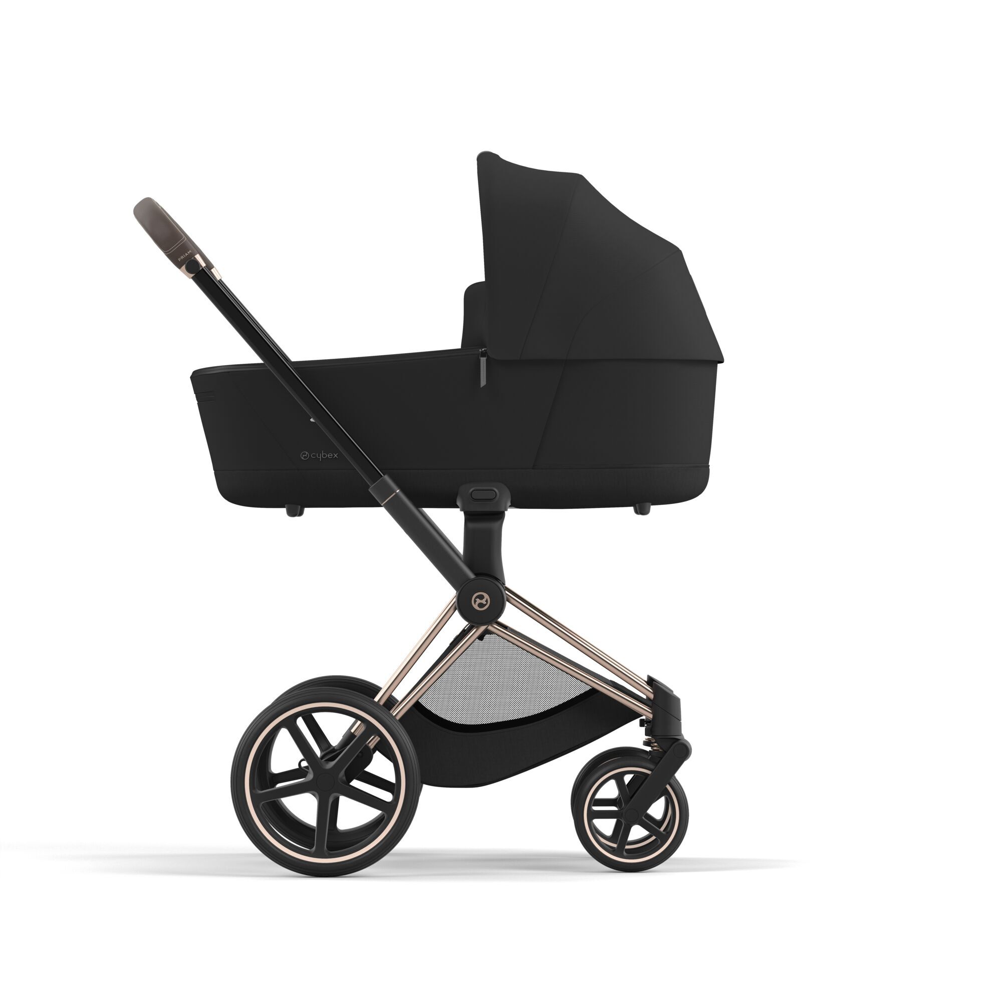 Коляска Cybex Priam IV Rosegold 2в1 Sepia Black в комплекте со спальным блоком Lux Carry Cot - фото 4