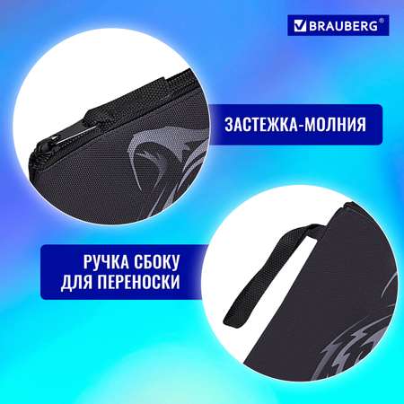 Папка-сумка Brauberg для документов тетрадей для школы канцелярская с ручками на молнии