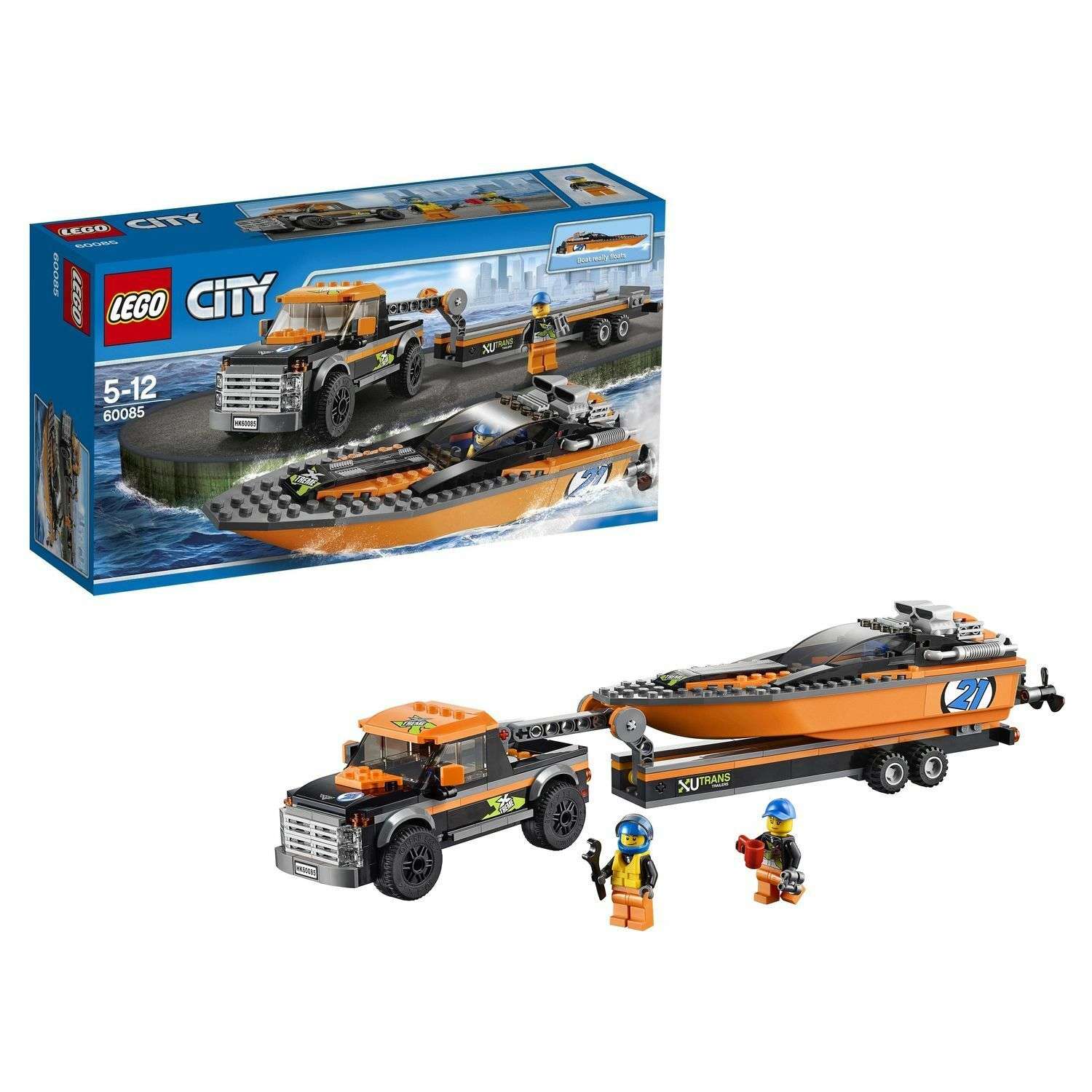 Конструктор LEGO City Great Vehicles Внедорожник 4x4 с гоночным катером (60085) - фото 1
